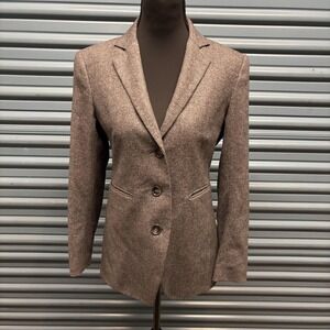 Theory‎ Blazer Womens 6 Gray Wool Blend 3 Button Lined Jacket Office Career Slim